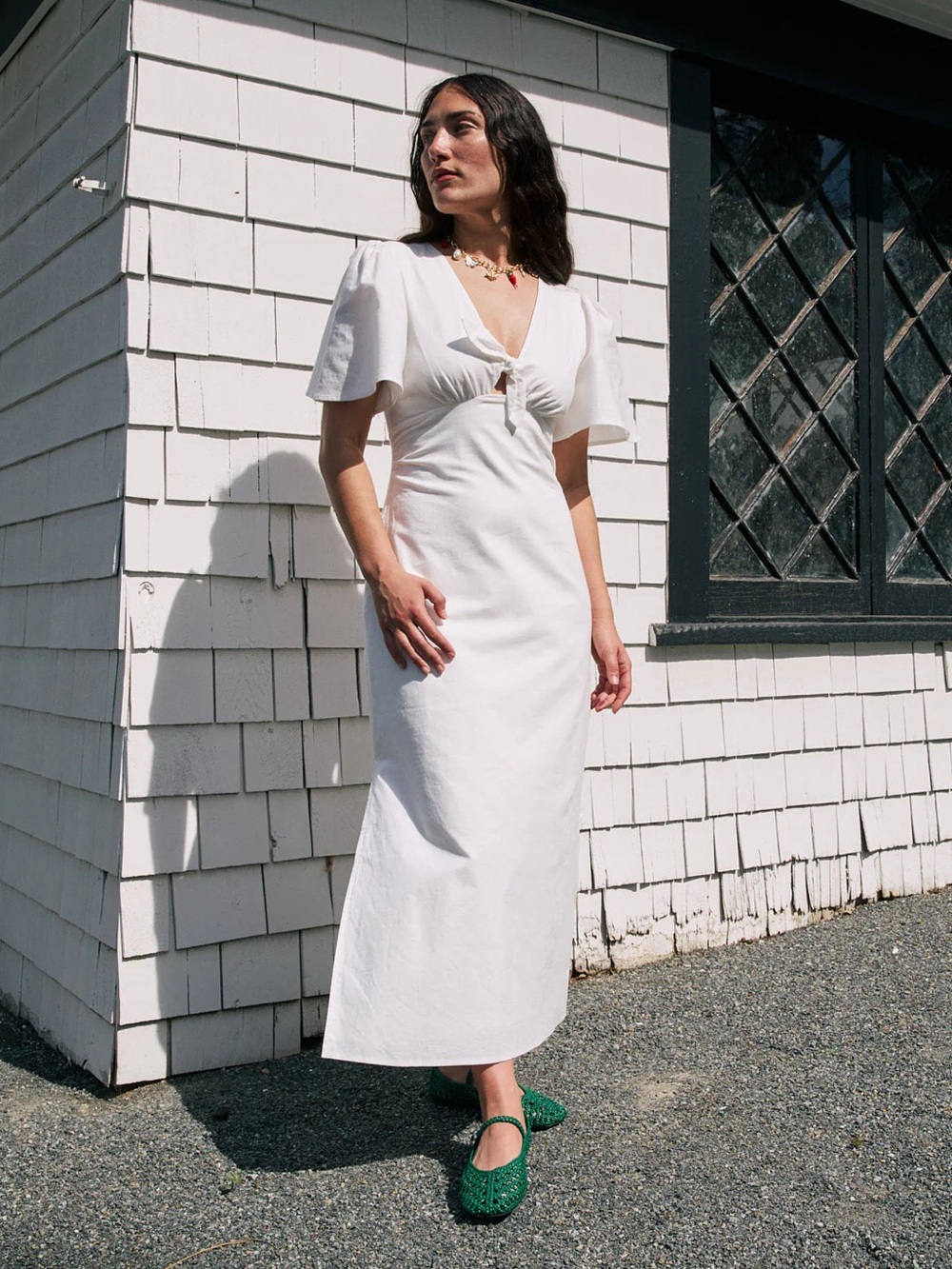 NWT Lisa Says Gah White Tie-Front Midi Dress